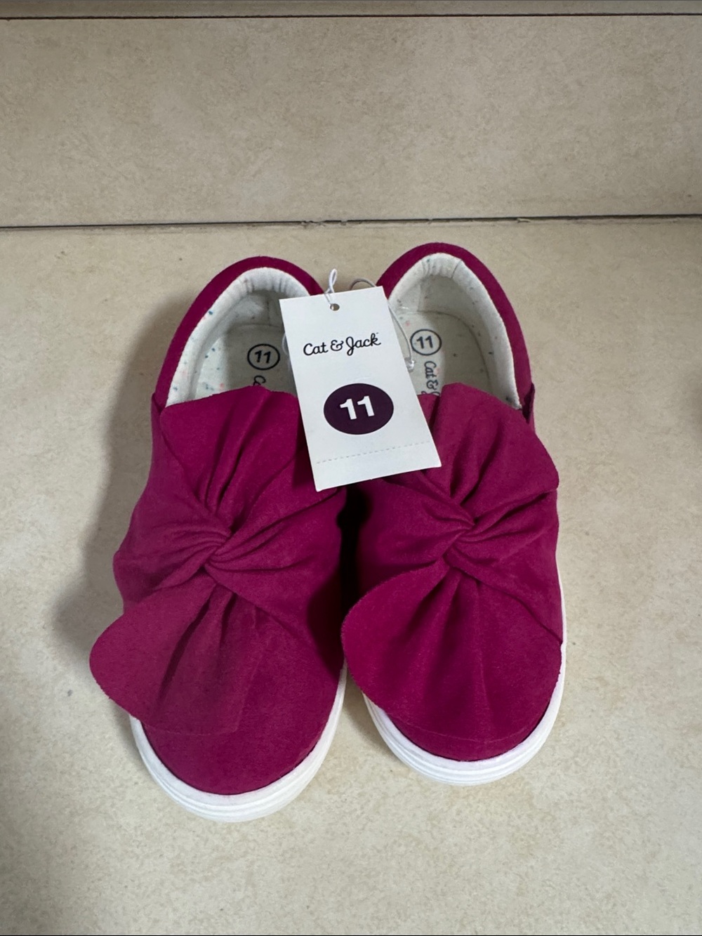 Cat & Jack Fuchsia Slip-On Knot Bow Sneakers